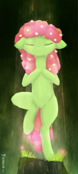 Size: 1006x2235 | Tagged: safe, artist:ratann, tree hugger, earth pony, pony, eyes closed, flower, flower in hair, solo, tree pose, yoga, yoga pose