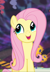 Size: 512x740 | Tagged: safe, screencap, fluttershy, pegasus, pony, discordant harmony, cropped, cute, female, mare, open mouth, shyabetes, smiling, solo