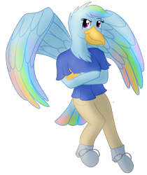 Size: 1686x2007 | Tagged: safe, artist:sixes&sevens, rainbow dash, anthro, aarakocra, crossed arms, dungeons and dragons, female, monk, pen and paper rpg, rpg, simple background, solo, transparent background, wings