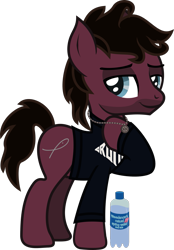Size: 895x1287 | Tagged: safe, artist:lightningbolt, derpibooru exclusive, earth pony, pony, .svg available, bring me the horizon, clothes, colored pupils, disguised seapony, facial hair, jewelry, jordan fish, lidded eyes, long sleeves, looking at you, messy mane, necklace, ponified, raised hoof, shirt, simple background, solo, svg, transparent background, vector