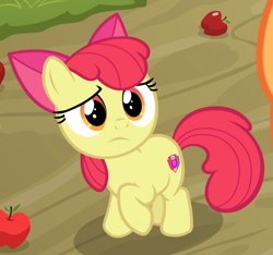 Size: 923x863 | Tagged: safe, screencap, apple bloom, going to seed, adorabloom, cropped, cute, raised hoof, solo