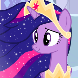 Size: 1000x1000 | Tagged: safe, artist:andoanimalia, edit, editor:katya, twilight sparkle, twilight sparkle (alicorn), alicorn, pony, the last problem, crown, ethereal mane, female, jewelry, mare, regalia, solo, sparkles