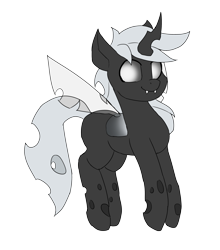 Size: 3429x3899 | Tagged: safe, artist:neoncel, oc, oc:silver lies, changeling, pony, solo, white changeling