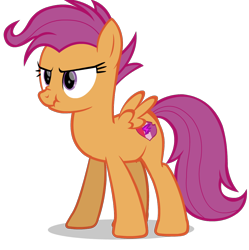 Size: 1074x1080 | Tagged: safe, artist:thunder-blur, scootaloo, pegasus, pony, growing up is hard to do, older, older scootaloo, scootaloo's cutie mark, scrunchy face, simple background, solo, standing, transparent background