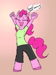 Size: 768x1024 | Tagged: safe, artist:princessmuffinart, pinkie pie, anthro, female, solo, stretching