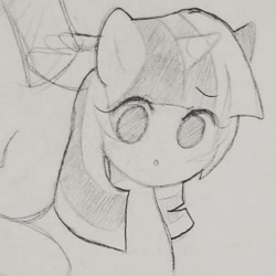 Size: 506x506 | Tagged: safe, artist:luluneusa, twilight sparkle, twilight sparkle (alicorn), alicorn, pony, bust, female, mare, monochrome, no pupils, sketch, solo, traditional art