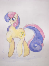 Size: 3024x4032 | Tagged: safe, artist:papersurgery, bon bon, sweetie drops, earth pony, pony, female, mare, solo, traditional art, watercolor painting