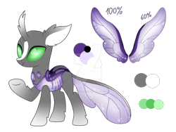 Size: 1280x960 | Tagged: safe, artist:irennecalder, oc, oc:spooks, changedling, changeling, female, obtrusive watermark, reference sheet, simple background, solo, transparent background, watermark