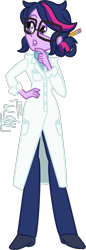 Size: 612x1774 | Tagged: safe, artist:tassji-s, sci-twi, twilight sparkle, human, equestria girls, adult, clothes, equestria girls-ified, female, glasses, lab coat, older, older sci-twi, older twilight, scientist, simple background, solo, transparent background