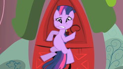 Size: 1280x720 | Tagged: safe, screencap, twilight sparkle, unicorn twilight, pony, unicorn, feeling pinkie keen, female, flattened, mare, slapstick, solo