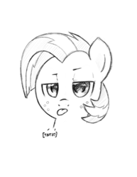 Size: 799x1037 | Tagged: safe, artist:trickydick, babs seed, pony, :p, monochrome, solo, tongue out