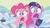 Size: 1280x720 | Tagged: safe, derpibooru import, screencap, pinkie pie, twilight sparkle, unicorn twilight, earth pony, pony, unicorn, winter wrap up, duo, female, ice skates, ice skating, mare, screaming, snow, speed lines