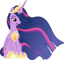 Size: 3611x3379 | Tagged: safe, artist:sketchmcreations, princess twilight 2.0, twilight sparkle, twilight sparkle (alicorn), alicorn, the last problem, crown, female, jewelry, mare, older, older twilight, open mouth, peytral, regalia, simple background, sitting, smiling, transparent background, vector