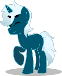 Size: 1386x1690 | Tagged: safe, artist:stellardusk, oc, oc:clear dusk, pony, unicorn, blank flank, looking at you, one eye closed, simple background, solo, transparent background, wink