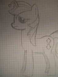 Size: 2121x2828 | Tagged: safe, artist:shawnyall, oc, oc only, oc:apathia, pony, unicorn, cutie mark, downvote, female, graph paper, grayscale, mare, monochrome, reddit, traditional art, upvote