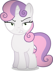 Size: 763x1024 | Tagged: safe, artist:vector-brony, edit, editor:undeadponysoldier, sweetie belle, pony, unicorn, angry, female, filly, gritted teeth, looking at you, simple background, solo, transparent background, vector