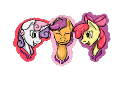 Size: 1024x724 | Tagged: safe, artist:aurasinchaser, apple bloom, scootaloo, sweetie belle, pony, bust, cutie mark crusaders, portrait, simple background, transparent background