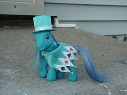 Size: 640x480 | Tagged: safe, artist:lonewolf3878, pony, g3, ace attorney, brushable, cape, clothes, custom, hat, irl, magician's outfit, photo, ponified, solo, top hat, toy, trucy wright