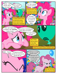 Size: 612x792 | Tagged: safe, artist:newbiespud, edit, edited screencap, screencap, earth pony, pony, comic:friendship is dragons, the return of harmony, balloon, comic, d:, dialogue, discorded, eyes closed, female, frown, hedge maze, implied discord, looking up, mare, open mouth, sad, screencap comic, wide eyes