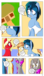 Size: 1440x2480 | Tagged: safe, artist:jimmy draws, oc, oc only, oc:cream heart, oc:cylia fever, oc:delta vee, oc:golden brooch, oc:hades, oc:misterious jim, alicorn, earth pony, pegasus, pony, unicorn, comic:the reunion, comic:the reunion (jimmy draws), cute, demi-god, female, horn, mare, prince of tartarus, smoke, wings