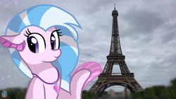 Size: 2560x1440 | Tagged: safe, artist:rainbow eevee, silverstream, pony, seapony (g4), cloud, cloudy, cute, diastreamies, eiffel tower, europe, female, fin, france, irl, jewelry, necklace, paris, photo, ponies in real life, selfie, smiling, solo