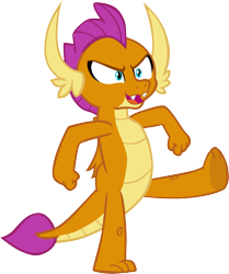 Size: 4970x5952 | Tagged: safe, artist:memnoch, smolder, dragon, molt down, clenched fist, cute, dragoness, dramatic, fangs, female, folded wings, horns, kicking, open mouth, shrunken pupils, simple background, slit eyes, smiling, smolderbetes, solo, teenaged dragon, teenager, toes, transparent background, underfoot, vector, wings