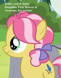 Size: 567x720 | Tagged: safe, edit, edited screencap, screencap, kettle corn, pony, marks and recreation, bow, cropped, cute, haiku, hair bow, implied derpy, implied dinky, kettlebetes, redone