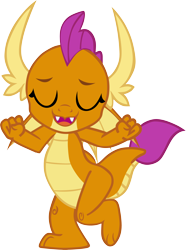 Size: 3208x4312 | Tagged: safe, artist:memnoch, smolder, dragon, cute, dragoness, eyes closed, female, raised leg, simple background, smiling, smolderbetes, solo, transparent background, vector, wings