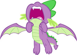 Size: 7839x5644 | Tagged: safe, artist:memnoch, spike, dragon, the ending of the end, male, open mouth, simple background, solo, spread wings, transparent background, vector, winged spike, wings