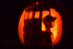 Size: 6000x4000 | Tagged: safe, artist:rainbowbacon, doctor whooves, pony, david tennant, doctor who, halloween, pumpkin, pumpkin carving, tardis