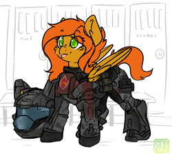 Size: 2834x2576 | Tagged: safe, artist:ruef, oc, oc:camber, pegasus, pony, :p, armor, female, halo (series), odst, tongue out