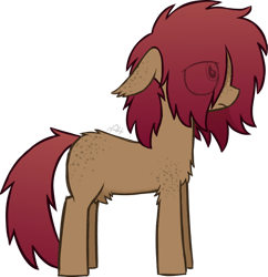 Size: 720x744 | Tagged: safe, alternate version, artist:modocrisma, oc, oc only, oc:sobakasu, earth pony, pony, background removed, blank flank, butt fluff, butt freckles, chest fluff, color palette, colored sketch, ear fluff, ear freckles, eye clipping through hair, fluffy, freckles, full body, hidden eyes, male, ponysona, shoulder fluff, shoulder freckles, simple background, solo, standing, teenager, transparent background, watermark