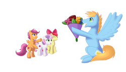 Size: 900x514 | Tagged: safe, apple bloom, scootaloo, sweetie belle, oc, oc:harmony star, alicorn, alicorn oc, bouquet, flower, simple background, transparent background