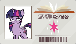 Size: 2600x1538 | Tagged: safe, artist:glancojusticar, artist:phucknuckl, edit, twilight sparkle, twilight sparkle (alicorn), alicorn, the point of no return, cutie mark, library card, solo, written equestrian