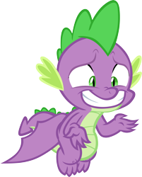 Size: 4754x5901 | Tagged: safe, artist:memnoch, spike, dragon, dragon dropped, flying, male, sheepish grin, simple background, solo, transparent background, vector, winged spike