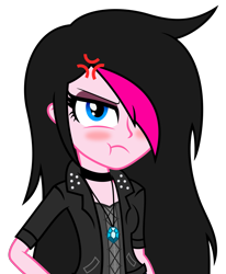 Size: 1157x1405 | Tagged: safe, artist:kingdark0001, oc, oc:zoe star pink, equestria girls, angry, choker, clothes, female, jewelry, lidded eyes, necklace, simple background, solo, transparent background, vector
