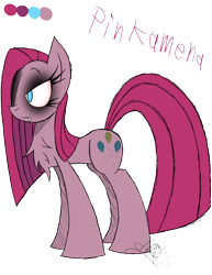 Size: 888x1150 | Tagged: safe, artist:didun850, pinkie pie, earth pony, pony, chest fluff, eyeliner, fangs, female, makeup, mare, pinkamena diane pie, raised hoof, simple background, solo, transparent background