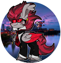 Size: 2000x2050 | Tagged: safe, artist:jxst-starly, oc, oc only, oc:ruza, bat pony, pony, bat pony oc, city, clothes, commission, digital art, fancy look, female, simple background, snazzy, solo, transparent background, tuxedo