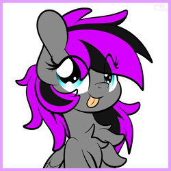 Size: 3100x3100 | Tagged: safe, artist:kimjoman, oc, oc only, earth pony, pony, :p, bust, chest fluff, commission, cute, female, looking up, sitting, solo, tongue out