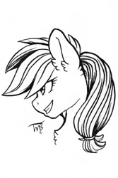 Size: 1000x1500 | Tagged: safe, artist:tillie-tmb, derpibooru import, applejack, earth pony, pony, bust, monochrome, portrait, solo