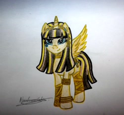 Size: 2534x2346 | Tagged: safe, artist:nurkako, alicorn, ghoul, monster pony, pony, alicornified, barely pony related, cleo de nile, crossover, crown, ear piercing, earring, egyptian, egyptian pony, jewelry, mattel, monster, monster high, mummy, piercing, ponified, race swap, regalia