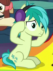 Size: 185x248 | Tagged: safe, screencap, sandbar, yona, earth pony, pony, uprooted, cropped, frown, headphones, hooves, male, offscreen character, solo focus