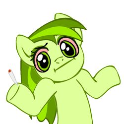 Size: 945x945 | Tagged: safe, artist:moongazeponies, oc, oc:stoney poney, earth pony, pony, bloodshot eyes, drugs, marijuana, shrug, shrugpony, simple background, transparent background