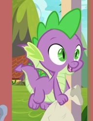 Size: 548x718 | Tagged: safe, screencap, spike, dragon, the point of no return, claws, cropped, male, smiling, winged spike, wings