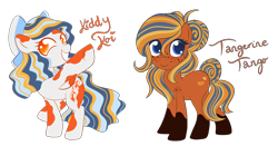 Size: 1280x716 | Tagged: safe, artist:lightwolfheart, oc, oc only, oc:kiddy koi, oc:tangerine tango, earth pony, pony, bow, female, filly, hair bow, simple background, transparent background