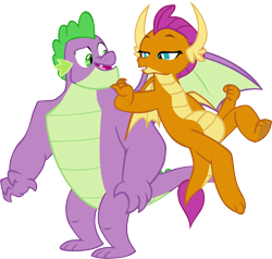 Size: 6571x6266 | Tagged: safe, artist:memnoch, edit, smolder, spike, dragon, the last problem, dragoness, female, gigachad spike, male, older, older smolder, older spike, shipping, simple background, spolder, straight, transparent background, vector, winged spike, wings