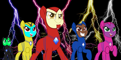 Size: 2704x1340 | Tagged: safe, artist:cam-and-sister-paint, edit, pony, black ranger, blue ranger, crossover, pink ranger, power rangers, red ranger, yellow ranger