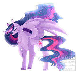 Size: 2320x2180 | Tagged: safe, artist:manella-art, princess twilight 2.0, twilight sparkle, twilight sparkle (alicorn), alicorn, pony, the last problem, ear fluff, ethereal mane, female, glowing horn, horn, mare, one hoof raised, simple background, solo, white background