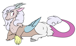 Size: 1746x1071 | Tagged: safe, artist:quincydragon, oc, oc:kaia, draconequus, hybrid, female, interspecies offspring, offspring, parent:discord, parent:princess celestia, parents:dislestia, prone, simple background, solo, transparent background