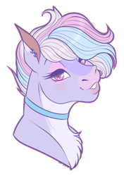 Size: 1280x1820 | Tagged: safe, artist:caff, oc, oc only, collar, female, head shot, mare, pastel, simple background, solo, transparent background